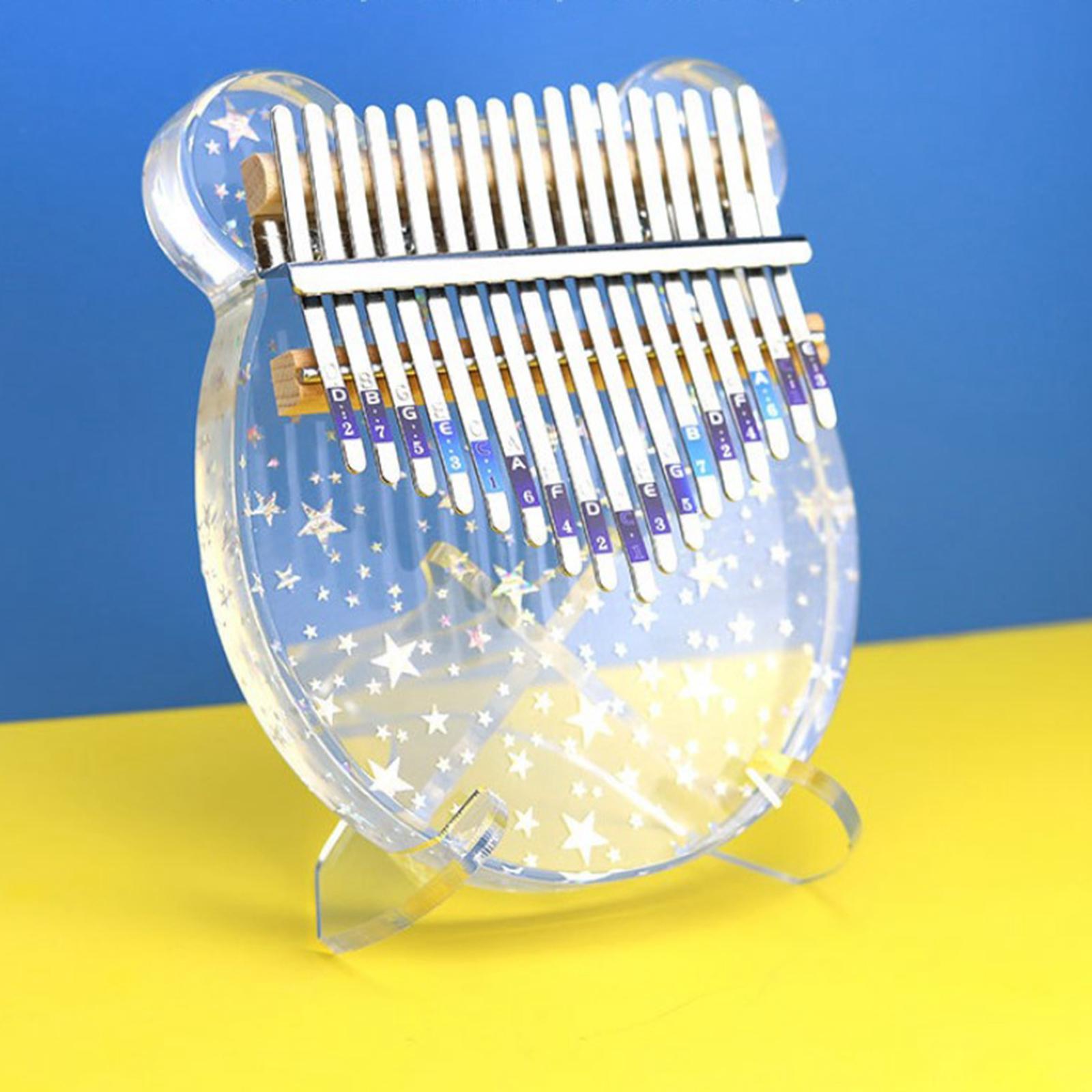 17 Keys Acrylic Kalimba Thumb Piano Finger Mbira Keyboard Music Instrument Tool for Kids Adults Beginners