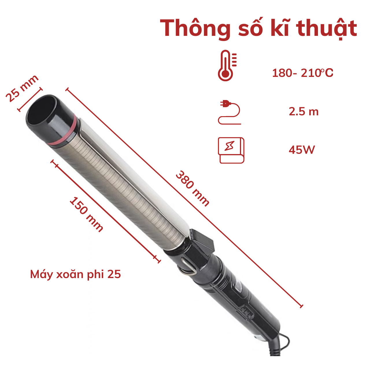 Máy Uốn Tóc Làm Xoăn Xoay 360 Độ,Dễ Sử Dụng, Siêu Bền, Máy Làm Xoăn Giả Phù Hợp Mọi Chất Tóc