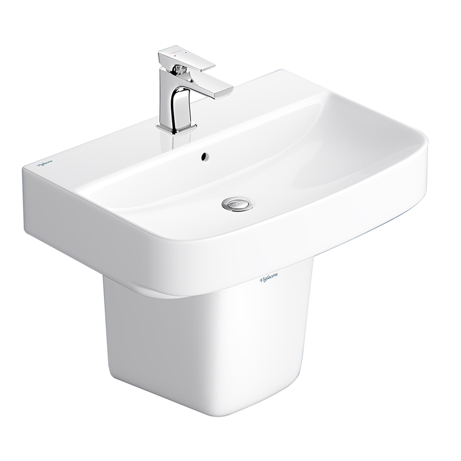Bộ lavabo treo tường chân ngắn Viglacera V58(CD58) gốm sứ ceramic, có lỗ xả tràn, thiết kế sang trọng tiết kiệm không gian tối đa - Hoa Sen Home - Hàng chính hãng