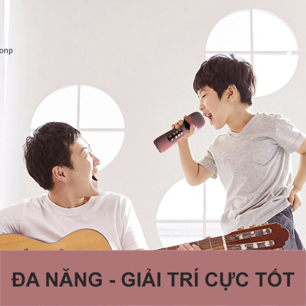 Micro Karaoke Bluetooth Cao Cấp Tích Hợp Kèm Loa Bass Siêu Trầm Không Dây, Mic Bắt Giọng Cực Tốt, Pin Trâu, Hỗ Trợ Nghe Gọi, USB, Thẻ Nhớ, Thay Đổi Giọng, FM Radio, Tín Hiệu Âm Thanh Ra