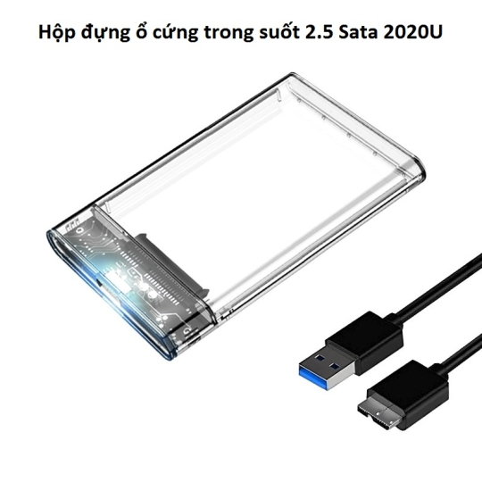 Hộp box đựng ổ cứng laptop 2.5inch trong suốt External Case chuẩn USB 3.0 - Hàng chính hãng
