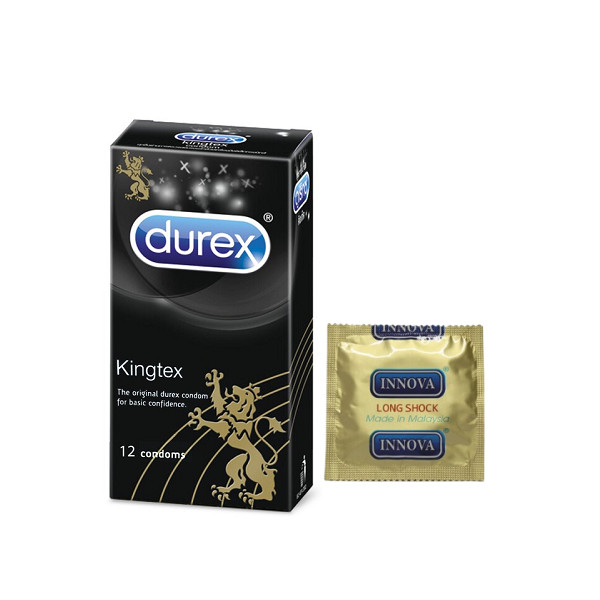 Bao cao su Durex Kingtex 12 bao / hộp +Tặng bao cao su INNOVA Siêu gai