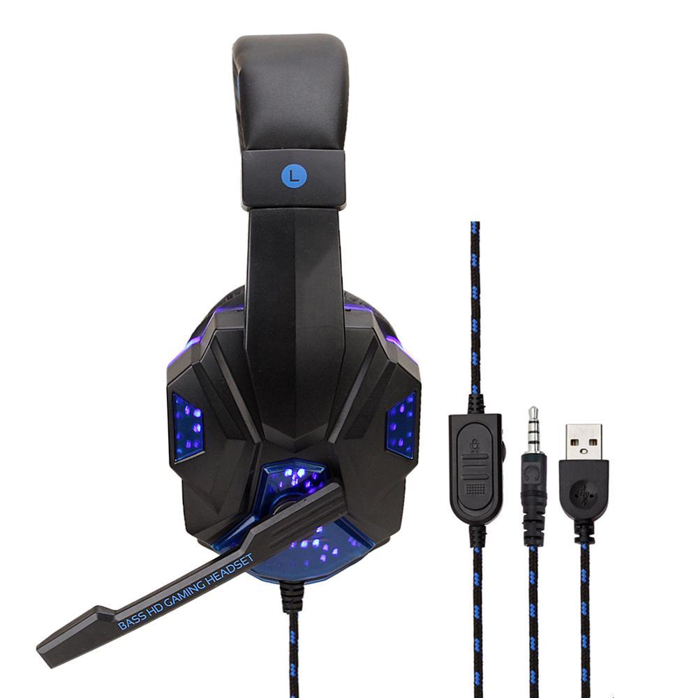 3.5 Mm Chuyên Nghiệp Có Đèn LED Chơi Game Nhẹ Tai Nghe Cho Máy Tính PS4 Điều Chỉnh Bass Stereo Máy Tính Game Thủ Trên Tai Tai Nghe Có Dây Kèm mic