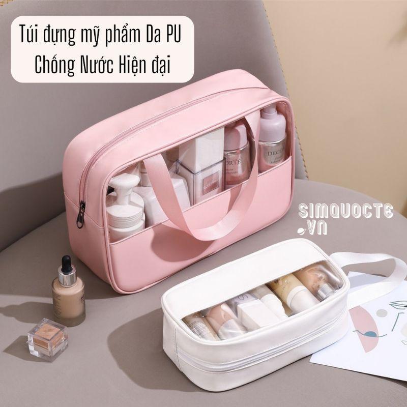 Túi đựng mỹ phẩm phối kiếng trong suốt thời trang TA108