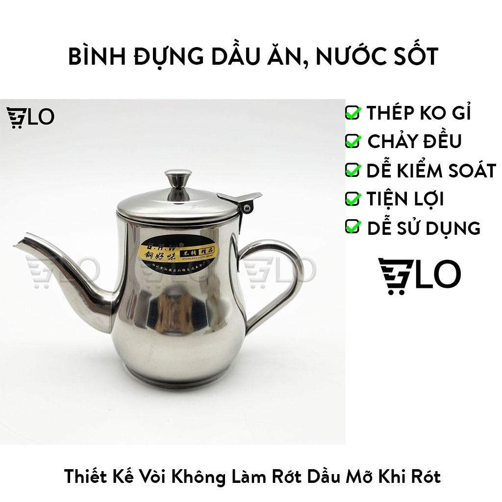 Bình Đựng Dầu Ăn, Nước Sốt Bằng Thép Không Gỉ Có Vách Ngăn