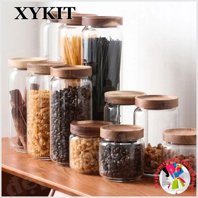 Lọ thủy tinh nắp gỗ tre sang chảnh
