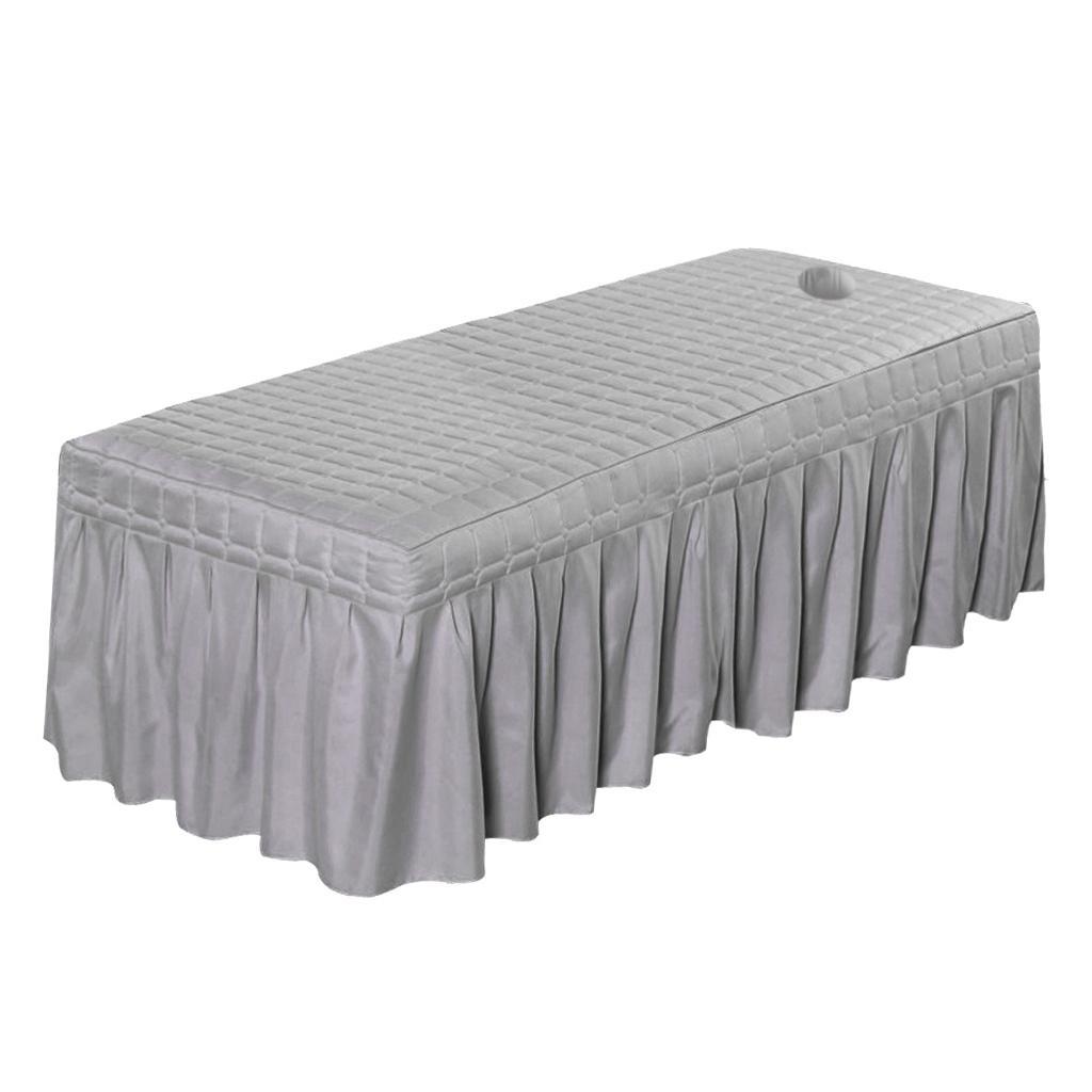 2X Massage Bed Skirt 73x28" Beauty Table Valance Sheet Cover with Hole Gray