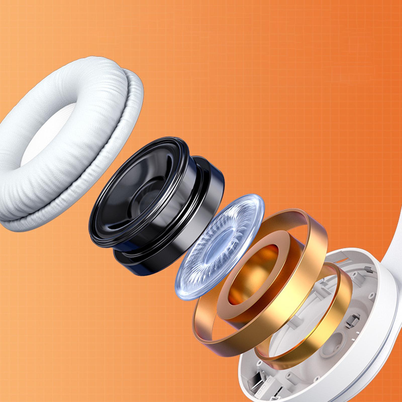 Bluetooth Headphones Wireless/Wired Deep Bass for Travel Home Office PC White