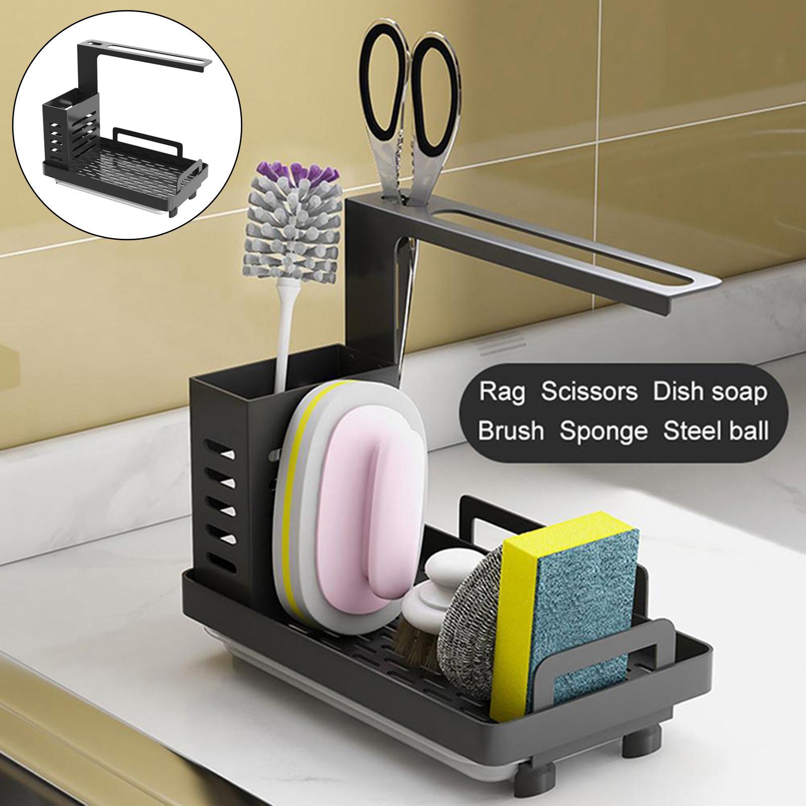 2-3pack Simple Kitchen Sink Organizer for Sink Soap Brush Holder with Drain Pan