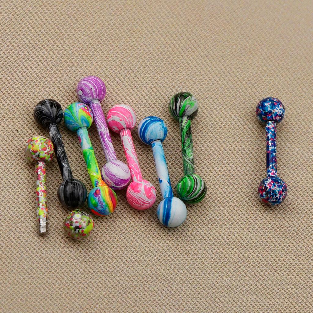 8 Pieces Stainless Steel Tongue Lip Bars Rings Barbell Piercing Jewelry 16G