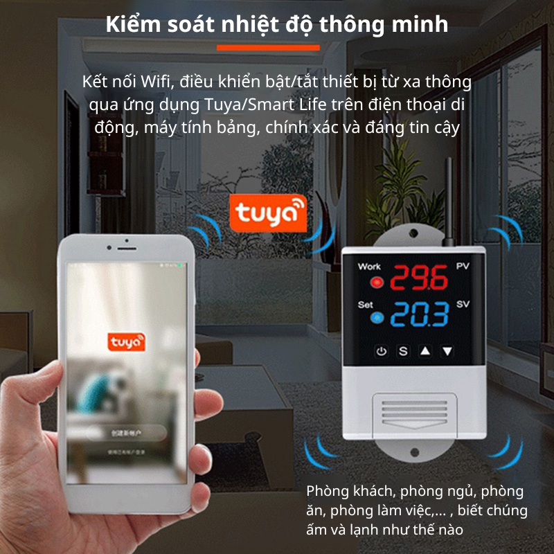 Bộ điều khiển nhiệt độ đóng ngắt thiết bị wifi DTC1201