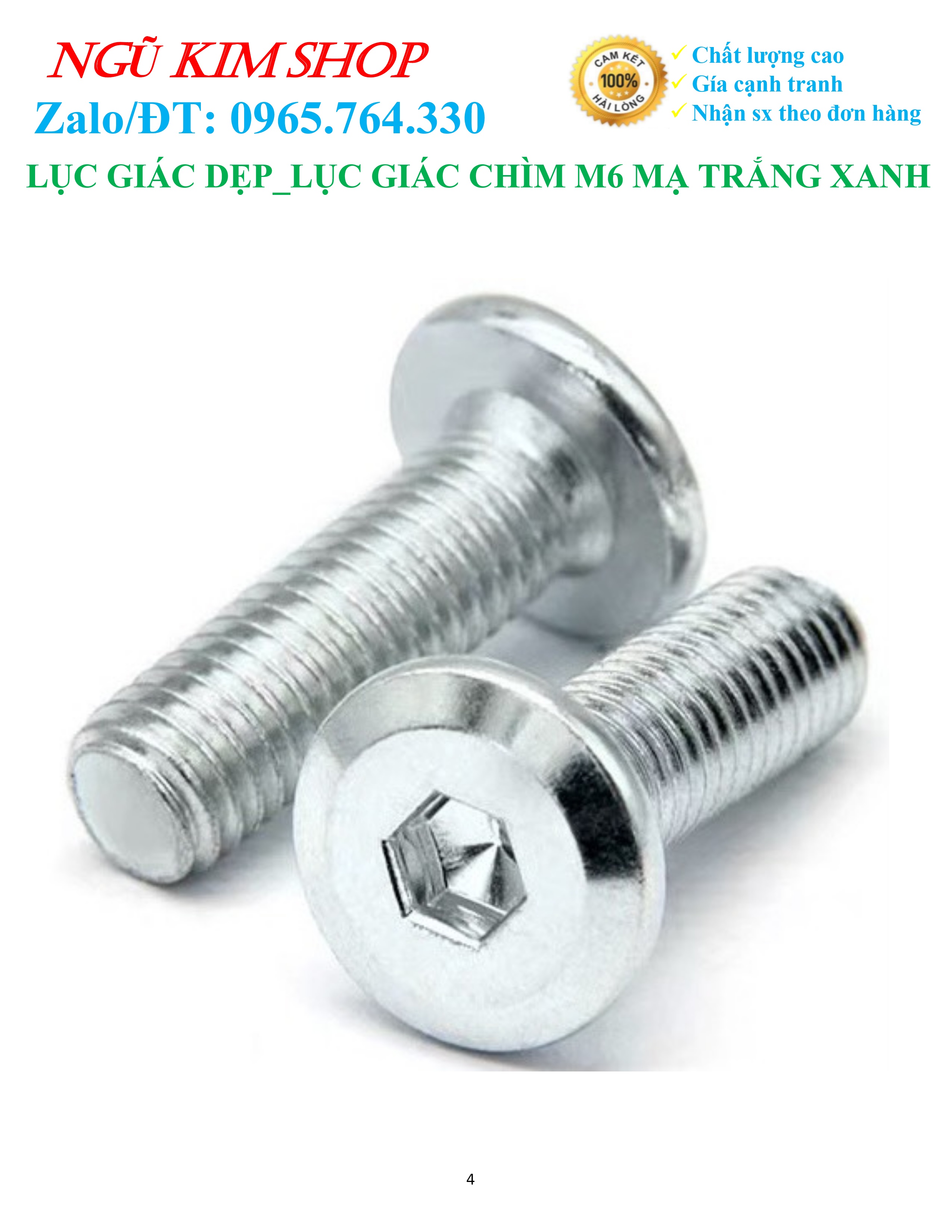 LỤC GIÁC DẸP _ LỤC GIÁC CHÌM M6 MẠ TRẮNG XANH