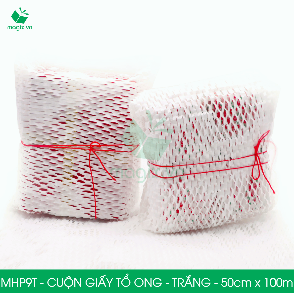 MHP9T - 0.5x100m - CUỘN GIẤY KRAFT TỔ ONG MÀU TRẮNG CHỐNG SỐC THAY THẾ BÓNG KHÍ XỐP HƠI ĐÓNG HÀNG