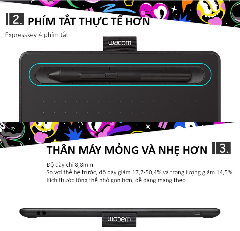 Bảng Vẽ Điện Tử Wacom Intuos CTL-4100/K0-C Kết Nối OTG Với Điện Thoại Android AZONE - Hàng Nhập Khẩu