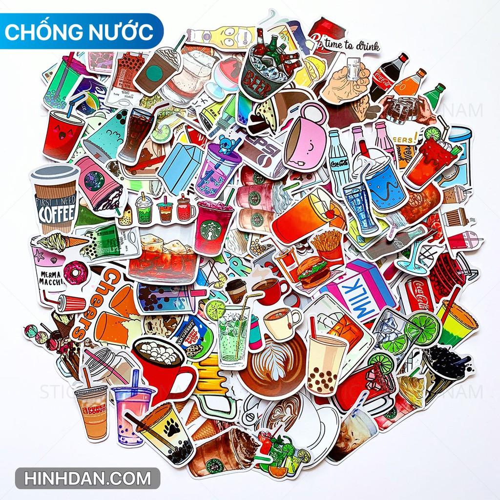 Sticker Đồ Uống - Drinks - Dán Trang Trí - Chất Liệu PVC Cán Màng Chất Lượng Cao Chống Nước, Chống Nắng, Không Bong Tróc Phai Màu