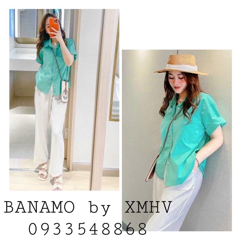 Set bộ đồ nữ áo xanh quần trắng siêu xinh thời trang BANAMO FASHION 193 (có bán rời)