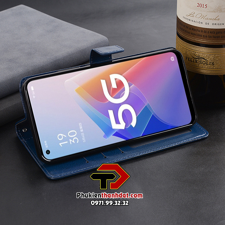 Bao da dạng ví cho OPPO Reno8 Z 5G có quai gài, ngăn để thẻ