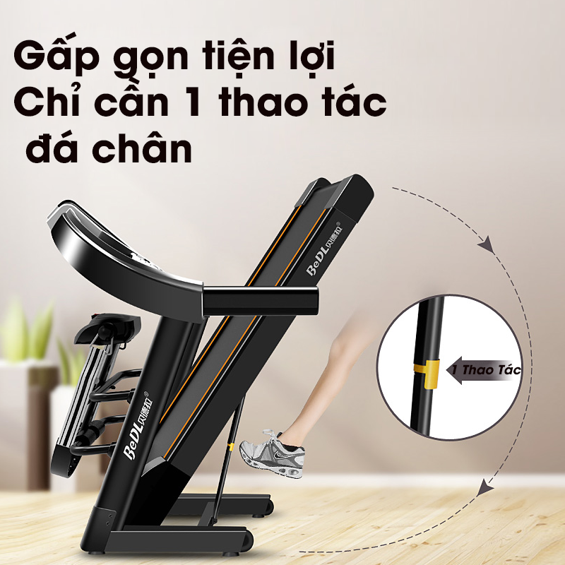 Mẫu Mới - Máy chạy bộ điện đa năng tốc độ12km có máy đánh mỡ bụng loa nghe nhạc thanh gập bụng, Máy chạy bộ điện gia đình Cao Cấp