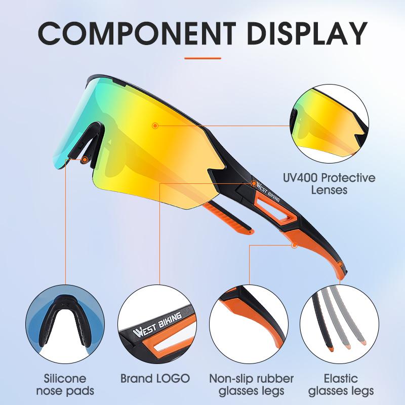 Kính Đi Xe Đạp Tây Cho Nam Nữ Kính Mát Thể Thao UV 400 Kính Đi Xe Đạp Chống Gió PU Để Chạy Bộ, Đi Bộ Đường Dài, Lái Xe Chơi Gôn Color: 140 Black Blue Lenses Color: Classic