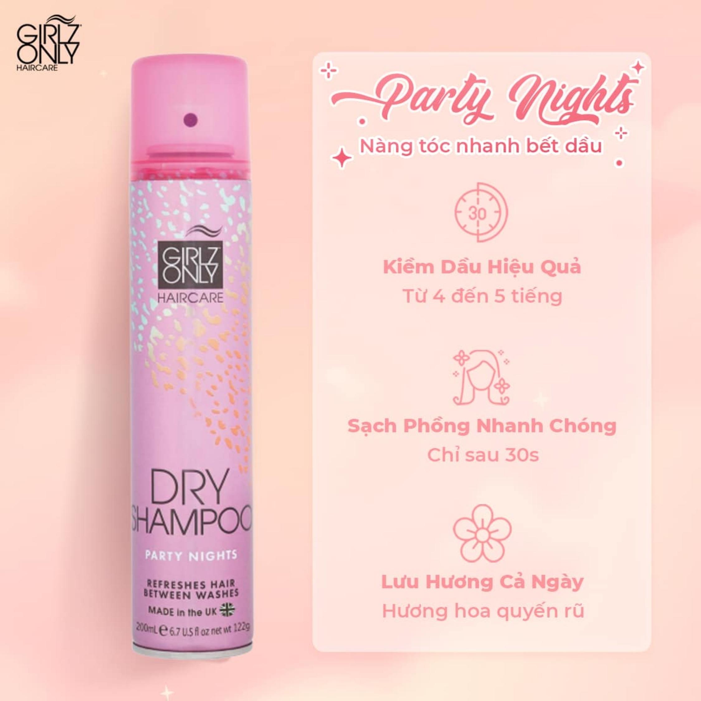 Dầu Gội Khô Girlz Only Xịt Tóc Gội Đầu Khô Dry Shampoo (Hồng) Không Bết Sạch Dầu Bồng Bềnh 200ml/Chai