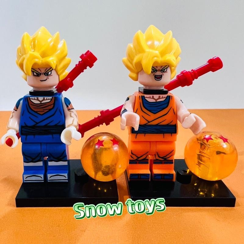 Minifigures Dragon Ball - Mô hình đồ chơi Dragon Ball mini lắp ghép 4,5cm Gogeta Vegito Son Goku Xeno Vegeta SSJ2 Vegeto