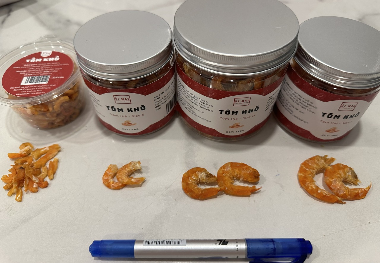 Tôm thẻ khô Size S