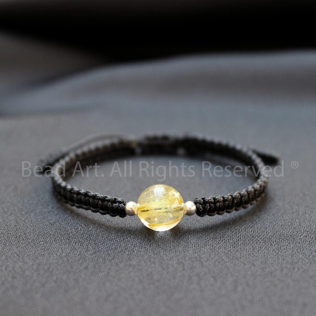 Vòng Tay Thắt Dây Thạch Anh Tóc Vàng 9MM, Golden Rutilated Quartz Tự Nhiên Loại A, Mệnh Thổ, Kim, Vòng Tay Phong Thuỷ, Chuỗi Hạt - Bead Art
