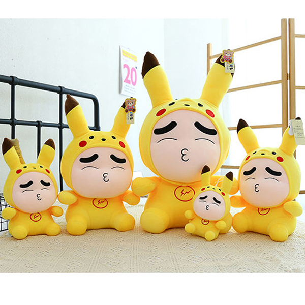 Gấu Bông Shin Cosplay Pikachu GB301 (Tặng 1 Móc Khóa Dây Da Pu Đính Đá Màu Ngẫu Nhiên)