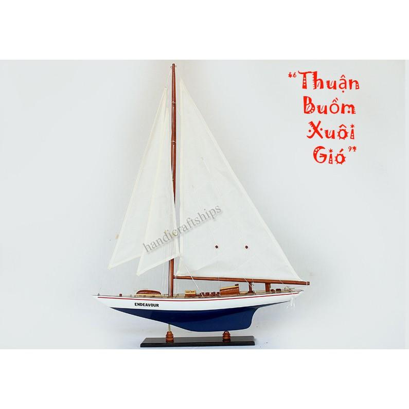 Thuyền buồm Endeavour Trắng - Xanh dương 50cm