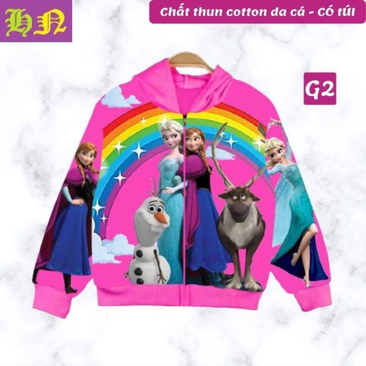 Áo khoác bé gái hình Pony từ 11-43kg - Áo khoác Elsa - PONY - Thun cotton da cá in 3D cực chất- Hương Nhiên