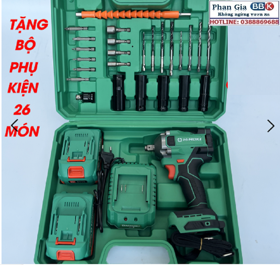 Máy Siết Bulong Pin 10 Cell HIMOKI 6092B 21V Lực Siết 380Nm - Motor 100% Ruột Đồng - Động Cơ Không Chổi Than - Bảo Hành 12 Tháng