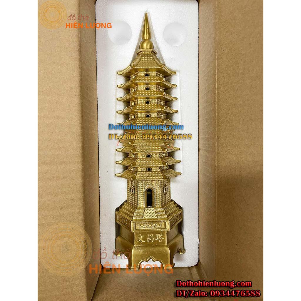Tháp Văn Xương 9 Tầng Loại Đẹp Đúc Nguyên Khối Bằng Đồng Cao 30cm