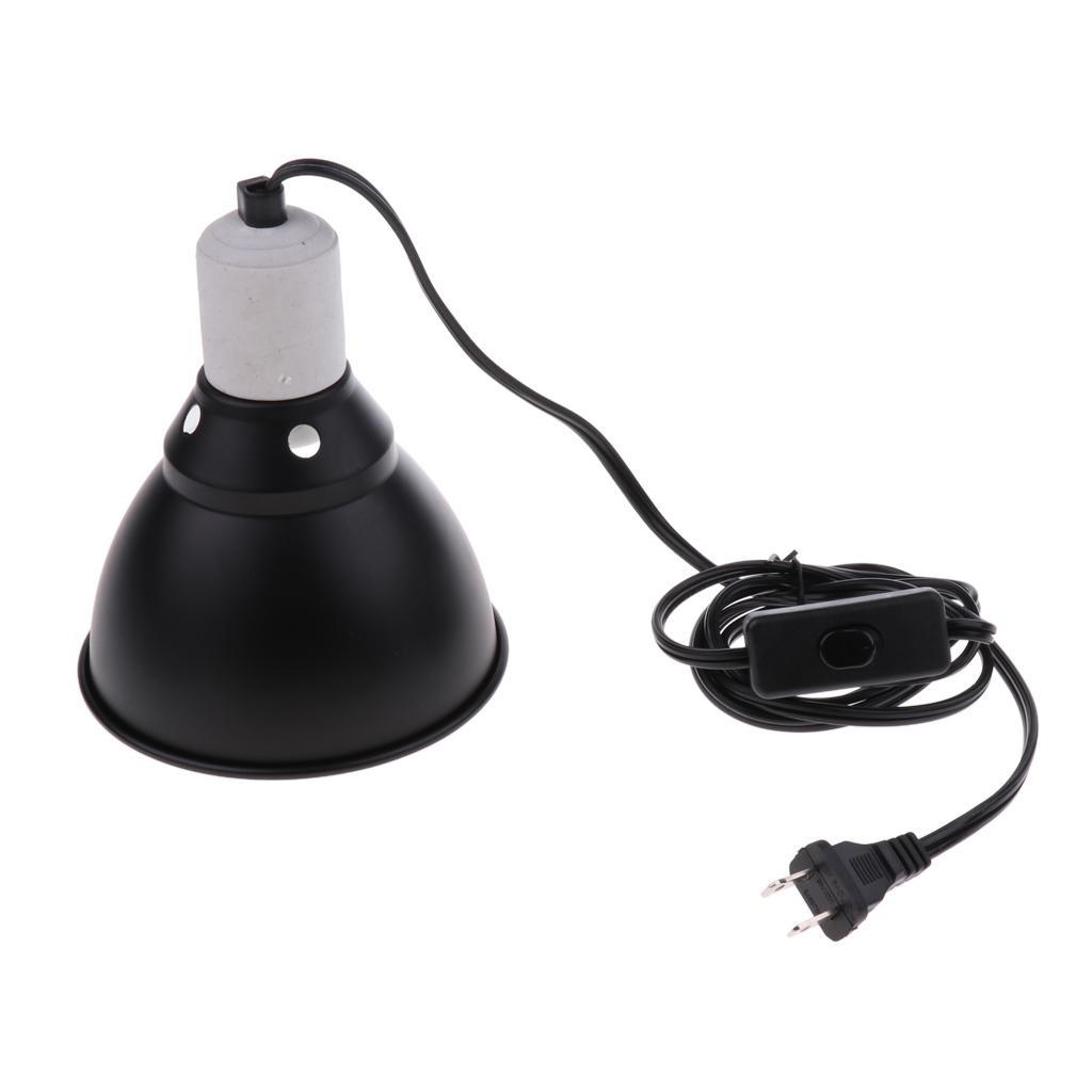 E27 5.5inch Lamp Reflector Dome Ceramic Holder Black With Switch UVB UVA