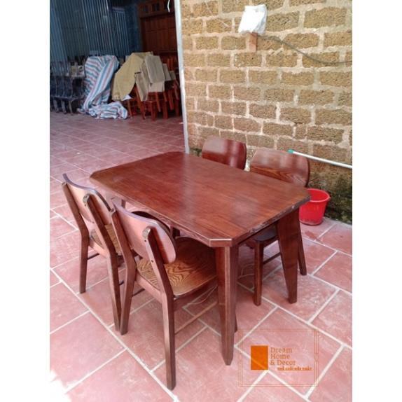 Bàn ghế ăn sồi chân chéo 1m2