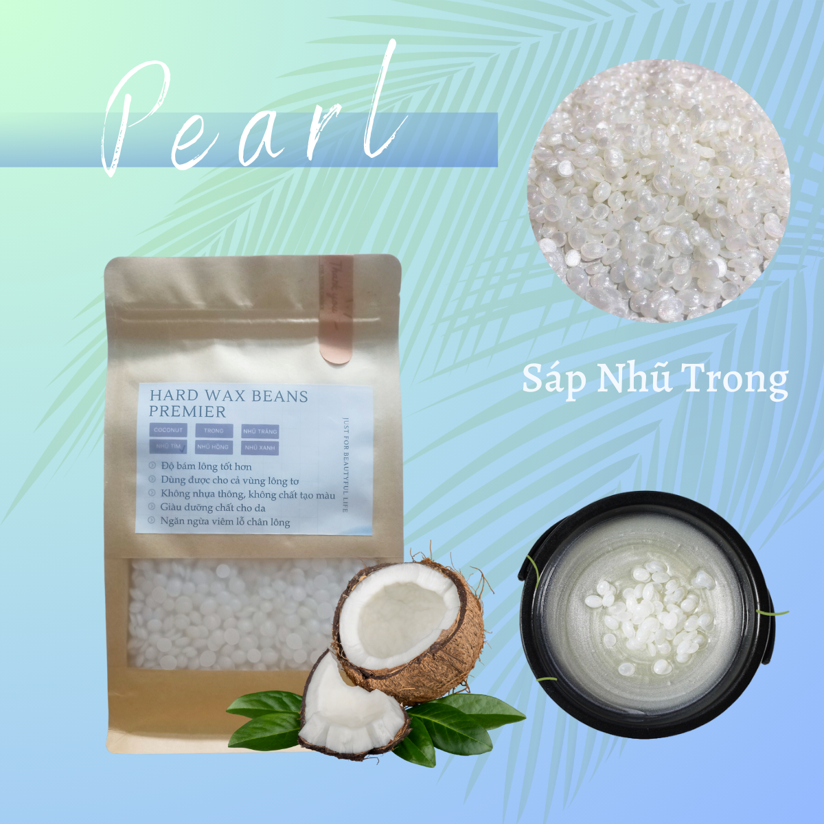 Sáp Wax Lông Nóng Nhũ Ngọc Trai Cao Cấp Premier Full Beauty Hard Wax Beans Pearl