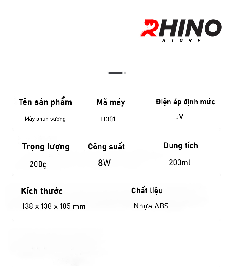 Máy phun sương tinh dầu tạo ẩm Rhino H301 hình mặt trăng, dung tích 200ml, nhỏ gọn - Hàng chính hãng