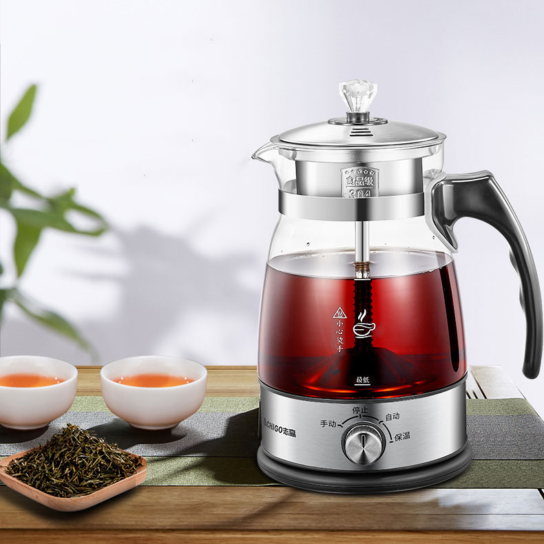 Bình Pha Trà Cafe Thủy Tinh Siêu Tốc CHIGO, Với 3 Chế Độ Đun Thông Minh - Hàng Chính Hãng