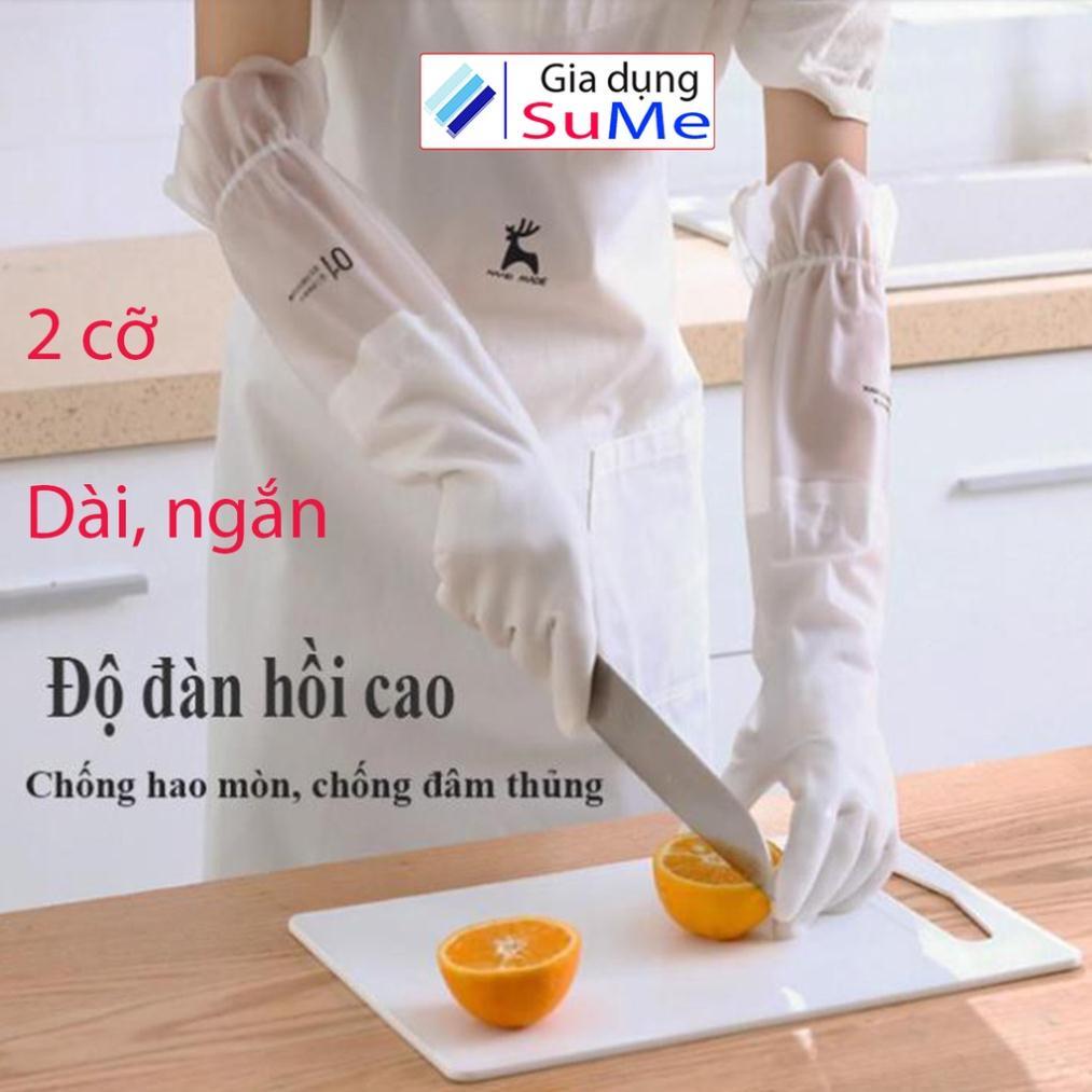 Găng Tay Cao Su Rửa Chén Bát Siêu Dai Dài Tay - Cổ cao – Cổ ngắn - Có chun chống tụt