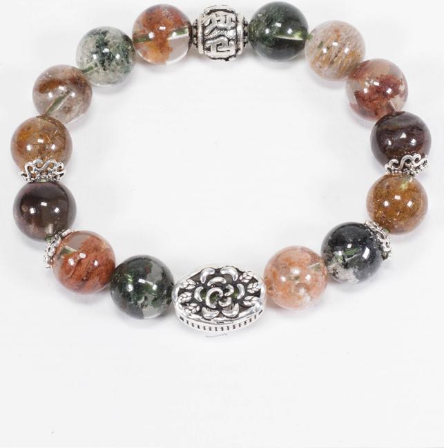 Vòng Thạch Anh Ưu Linh Đa Sắc Phối Charm Hoa Bạc  Ngọc Quý Gemstones