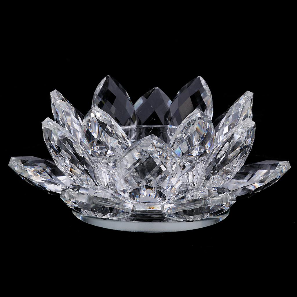 WHITE CRYSTAL LOTUS FLOWERS ORNAMENT WITH GIFT BOX CRAFT HOME DECORS 12CM