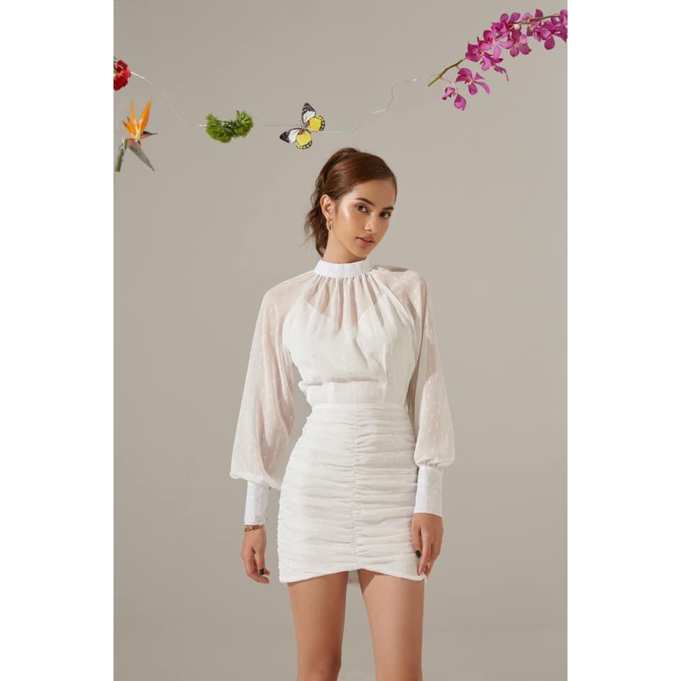 Nene Clothing - Đầm trắng tay dài