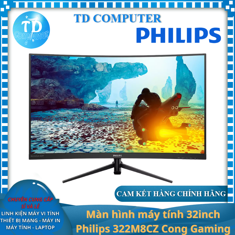 Màn hình máy tính 32inch Philips 322M8CZ Cong Gaming (31.5&quot; VA FHD 165Hz, HDMI + VGA + DisplayPort) - Hàng chính hãng Viễn Sơn phân phối