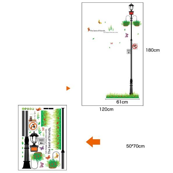 Decal trang trí cột đèn xanh