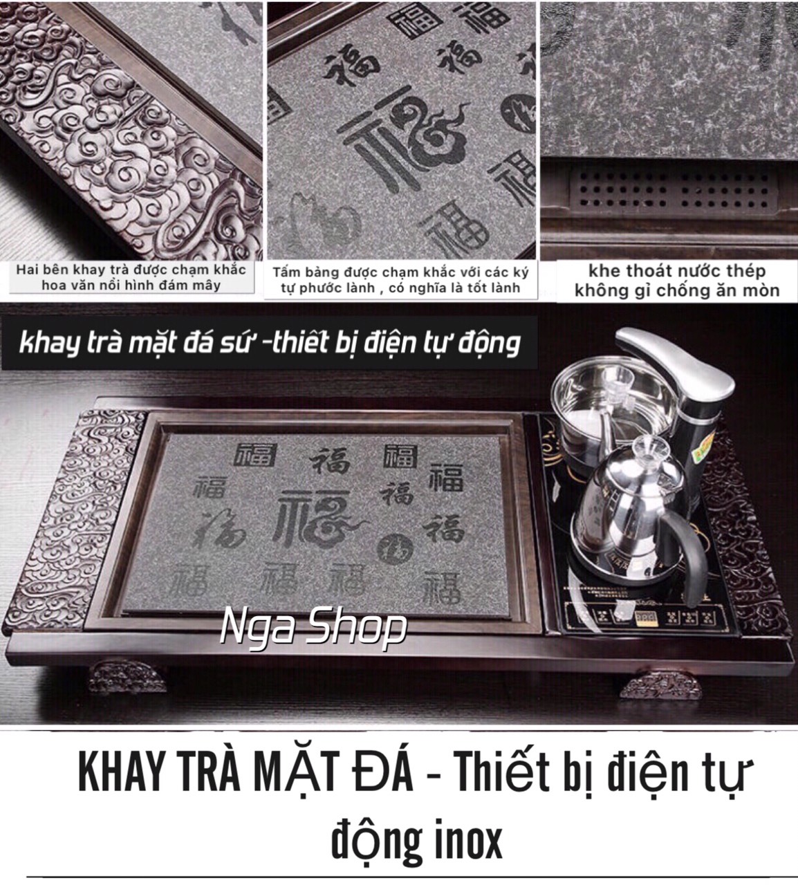 Bộ bàn trà điện đa năng thông minh ,khung gỗ mặt đá sứ đẹp cao cấp , Bếp đun nước cảm ứng inox , Ấm chén trà đạo độc lạ cối xay tự động -0914 , sản phẩm bao gồm đầy đủ như hình