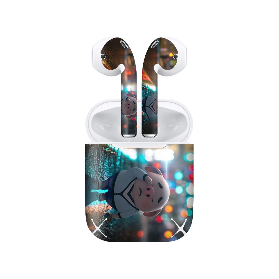 Miếng dán skin chống bẩn cho tai nghe AirPods in hình Heo con dễ thương - HEO2k19 - 162 (bản không dây 1 và 2)