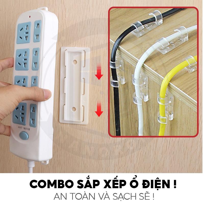 Giá đỡ gắn tường siêu dính, cố định cho các thiết bị điện Nẹp dây điện đi dây chống rối trong phòng làm việc NANORON