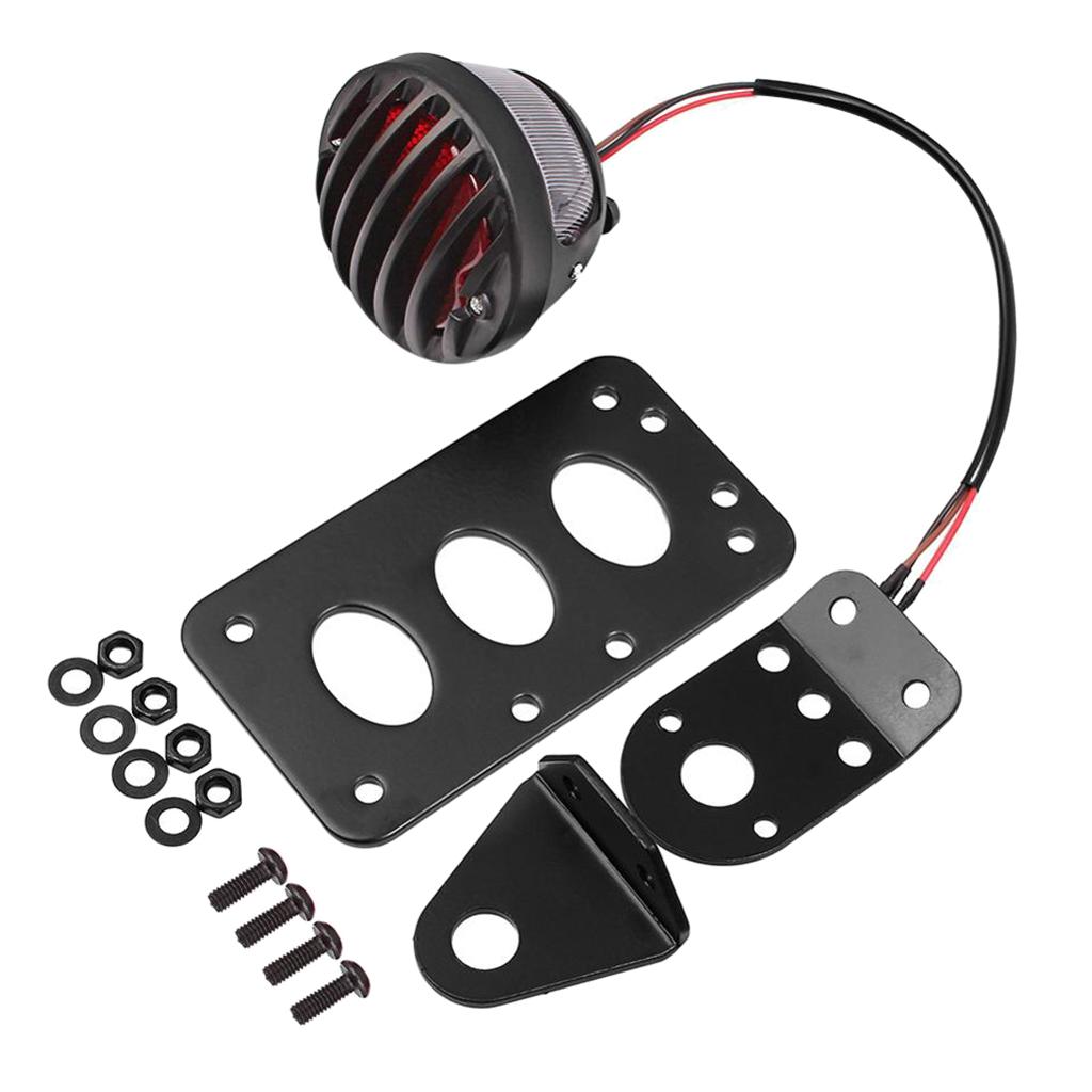 Motorcycle LED Brake Tail Light License Plate Lamp W/ Bracket For Chopper