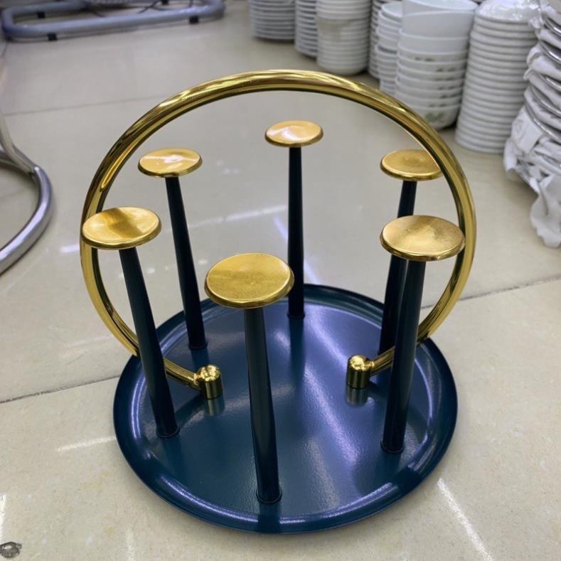khay cắm cốc in vàng chân đế xanh cổ vịt sang trọng