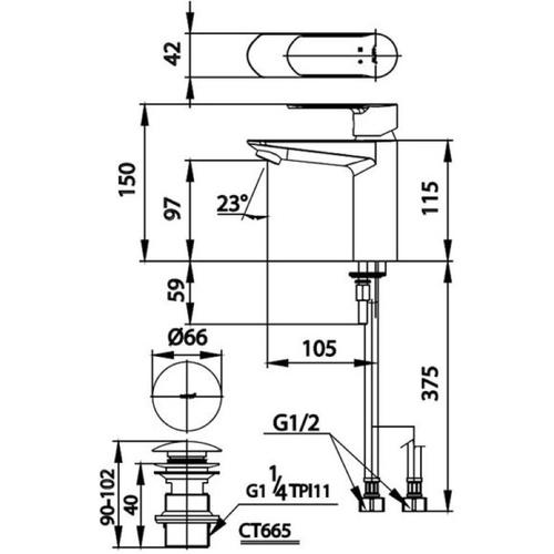 Vòi chậu / lavabo COTTO nóng lạnh CT2401A