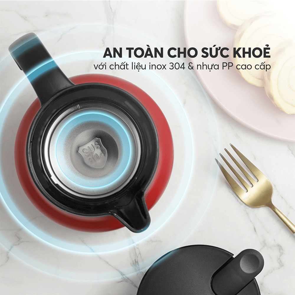 Bình giữ nhiệt gia đình Elmich EL8298 900ml, Hàng chính hãng, inox 304, có lõi lọc pha trà, pha cà phê - JoyMall